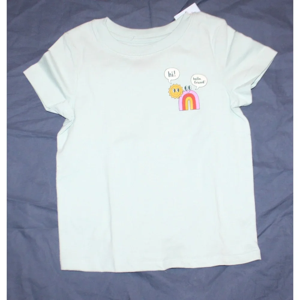 Girls Cat & Jack Green rainbow short Sleeve T Shirt Size 12 months NEW